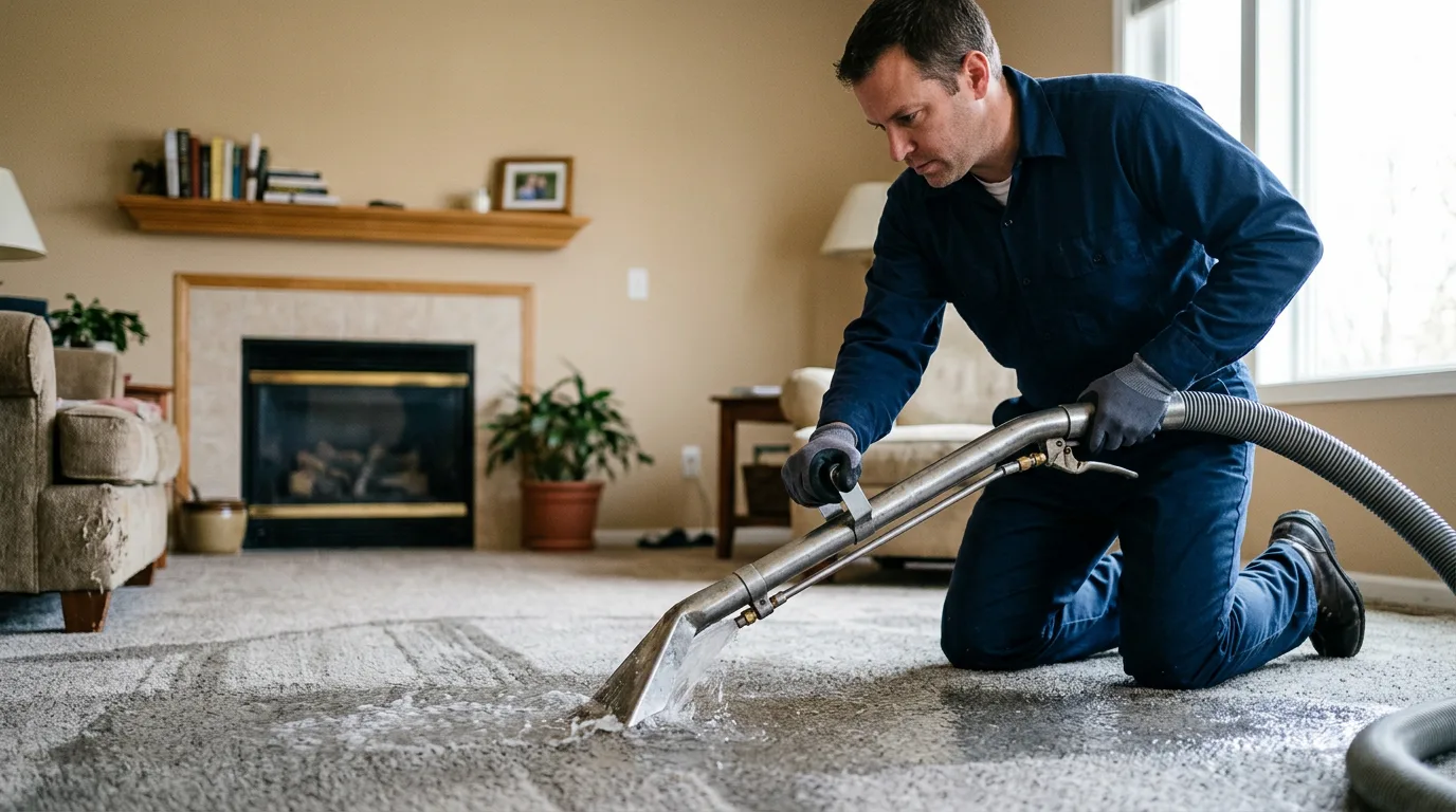 Water damage restoration technician working near Wellington, UT